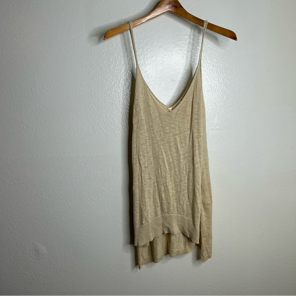 Free People Knit Cotton Viscose Neutral Long Tunic Tank Top Size Small - Picture 8 of 13